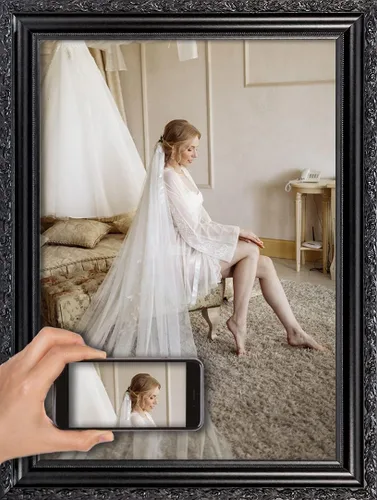 Vista 15 de ArtDirect Marco de madera ornamentado negro enmarcado personalizado de 12 x 12 pulgadas y tu foto o arte. Sube cualquier imagen y la imprimiremos