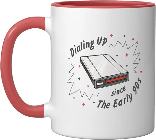 Vista 5 de 90s Nostalgia Retro 90s Dial Up Internet Vintage Ceramic Mug, Black/White, 11oz