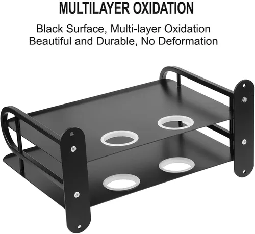 Vista 7 de Z-Color Caja de almacenamiento de enrutador WiFi inalámbrico doble de metal negro/caja de TV Estante de pared para colgar en la pared Soporte