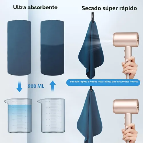 Vista 4 de BOGI Paquete de 4 toallas deportivas de viaje de microfibra, toalla de secado rápido, toalla de camping de microfibra suave y ligera, absorbente