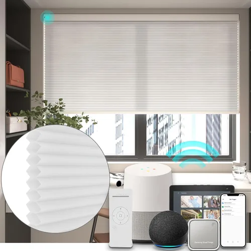 Vista 24 de Changshade Persianas celulares opacas de tamaño personalizado, sin cables, con el diámetro de panales de 1.5 pulgadas, para oficina, sala de estar