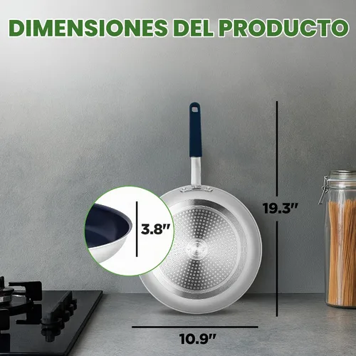 Vista 6 de NutriChef Sartén antiadherente con revestimiento de cerámica de 10 pulgadas, sartén de aluminio con mango de silicona, resistente a las manchas