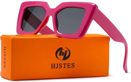 Vista 7 de HJSTES Gafas de sol de gran tamaño para mujer, sombras de ojo de gato de moda, marco cuadrado, protección UV
