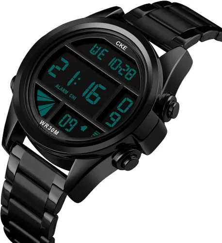 Vista 4 de CKE Reloj digital para hombre con esfera grande y alarma de cronómetro