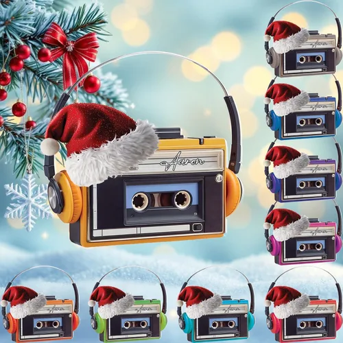 Vista 10 de Cinta de casete personalizada, adorno de Navidad 2024, adorno de cinta de mezcla de música retro, decoración de árbol de casete personalizado