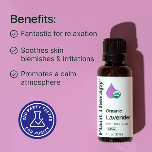 Vista 2 de Plant Therapy Aceite esencial de lavanda orgánica 100% puro, certificado por USDA, orgánico, sin diluir, aromaterapia natural para difusión y uso