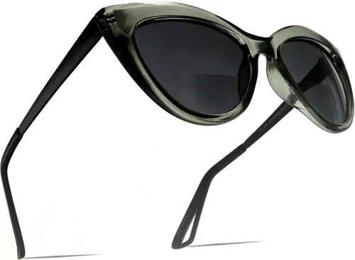 Vista 8 de SAMBA SHADES Gafas de sol de lectura bifocales integradas a la moda, ojo de gato, lentes de sol para lectores de gran tamaño para mujer Negro