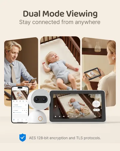 Vista 4 de Simsky Monitor Inteligente para Bebés con Cámara de 2×4MP, Zoom Óptico de Calidad 6X, Almacenamiento Local de 32GB, Seguimiento de IA, Detección
