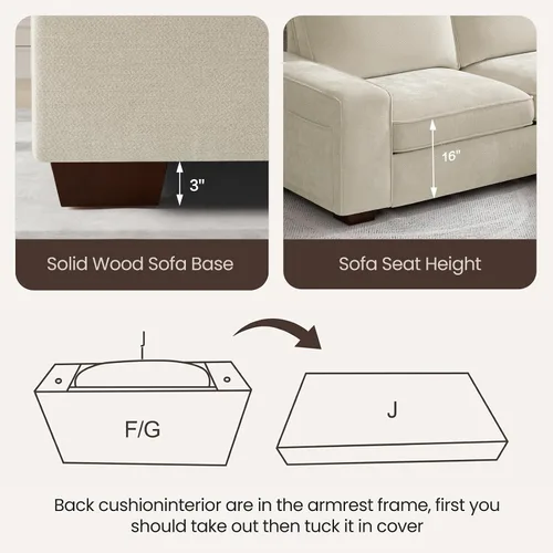 Vista 6 de PARKOL Sofá modular en forma de L de 97 pulgadas con almacenamiento, sofá con diván reversible, carga USB tipo C, tela de felpilla, fundas
