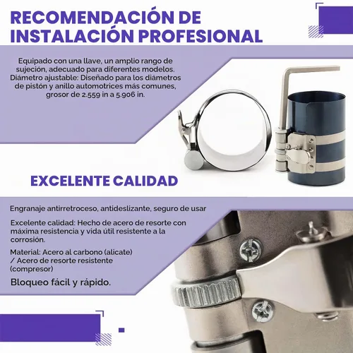 Vista 4 de Swpeet 4 unidades de compresor de anillo de pistón de 3 pulgadas y herramienta de instalación de pistón ajustable, alicates de extracción con llave