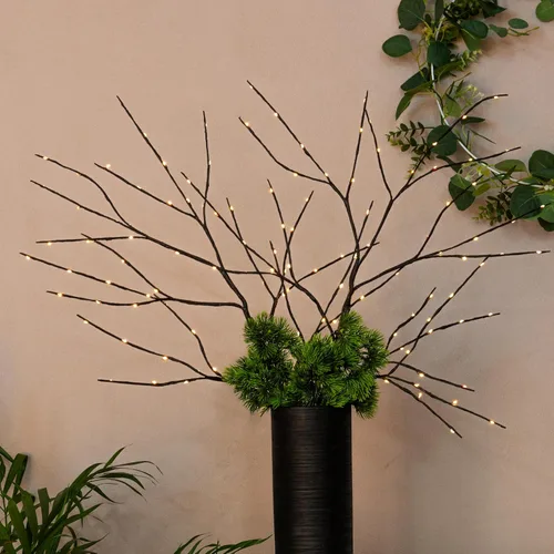 Vista 3 de LIGHTSHARE Rama de Ramita de Árbol de Abedul Artificial Iluminada de 32 Pulgadas con 120 Luces LED de Hadas Operada con Batería con Temporizador