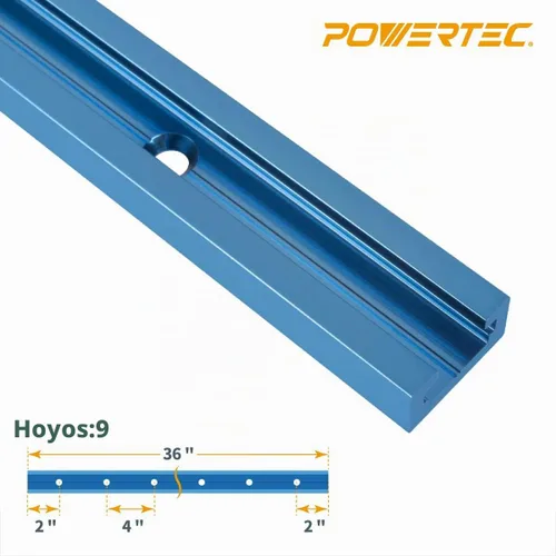 Vista 2 de Powertec - Perfil en T universal de doble corte con agujeros de montaje pretaladrados