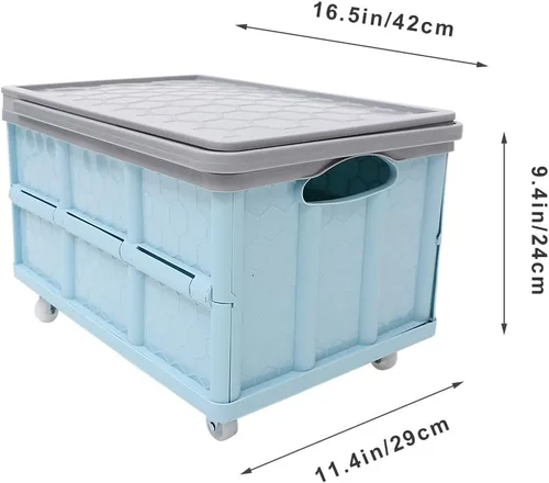 Vista 3 de Contenedores de almacenamiento plegables con tapas, cajas plegables de plástico apilables de 30 L, caja de almacenamiento de plástico apilable Rosa