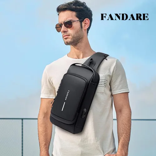 Vista 2 de FANDARE - Bolso de hombro para negocios, bolsa de pecho antirrobo con USB