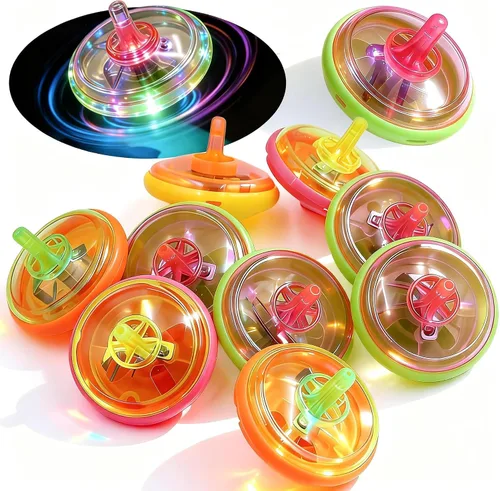 Vista 2 de PROLOSO 100 piezas iluminan para arriba Spinning Tops LED intermitentes con giroscopio