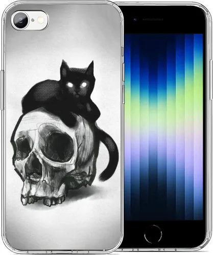 Vista 5 de Funda compatible con iPhone 7, iPhone 8, iPhone SE, colorida funda estética de caballo para iPhone, transparente, a prueba de golpes, delgada
