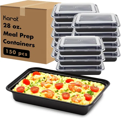 Vista 9 de Karat Contenedores de preparación de comidas [12 oz - 150 unidades] Contenedores reutilizables y desechables para llevar con tapas - Cajas Bento