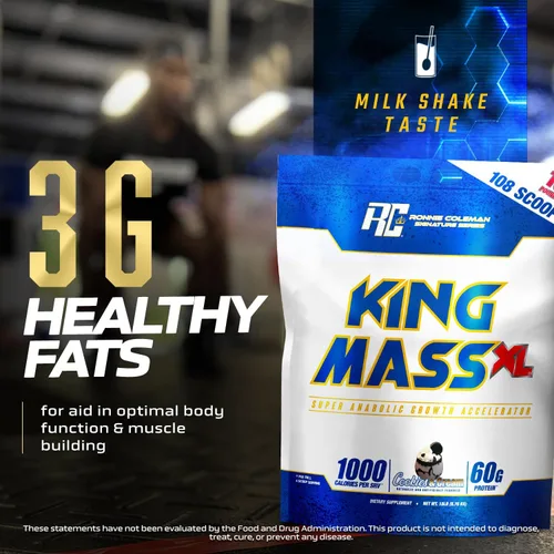 Vista 4 de Ronnie Coleman Signature Series King Mass XL Mass Gainer - Proteína en polvo, ganador muscular, 2.16 onzas de proteína, 6.35 oz de carbohidratos