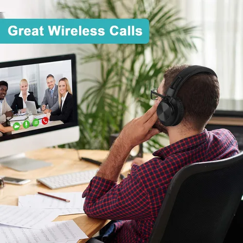 Vista 10 de Antetek - Auriculares inalámbricos Bluetooth 5.0 sobre la oreja de 30 horas de batería, radio FM, reproductor de MP3, micro SD/TF con controladores