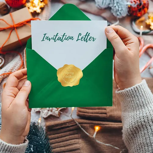 Vista 5 de 300 calcomanías doradas de sello de sobres de Navidad en relieve, calcomanías de Feliz Navidad para sellado de sobres, calcomanías de Navidad