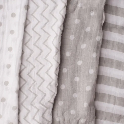 Vista 6 de Cuddlebug Paquete de mantas de muselina para bebé en color gris