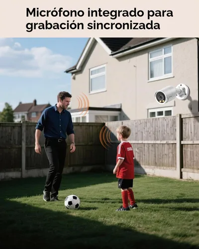 Vista 6 de Sistema de cámara de seguridad PoE, 4 cámaras IP con cable de 5 MP con cable para el hogar, micrófono integrado, detección de vehículos humanos
