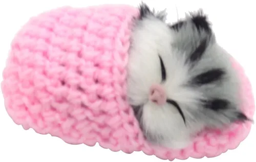 Vista 7 de 4 piezas de gato dormido en zapatilla de juguete, mini gatito en zapato con sonidos de maullidos decoración de mano juguete de regalo para niños
