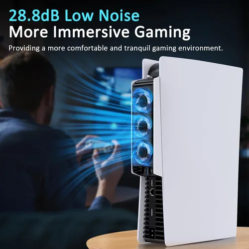 Vista 6 de PS5 Cooling Fan, IINE Quiet Cooler Fan with LED LightAuto Temperature SensorUSB3.0 Hubs, Cooling Accessories Compatible with PS5 Digital Edition or