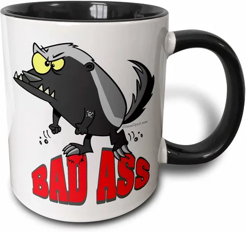 Vista 12 de 3dRose Badass Bad Ass Honey Badger - Taza de dos tonos, 11 onzas, rojo/blanco 2-Rojo/Blanco