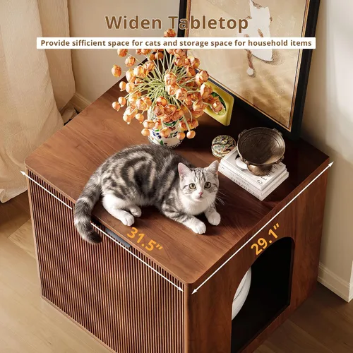 Vista 4 de IRONCK 33.4" Tall Cat Litter Box Enclosure for Automatic Boxes. Walnut