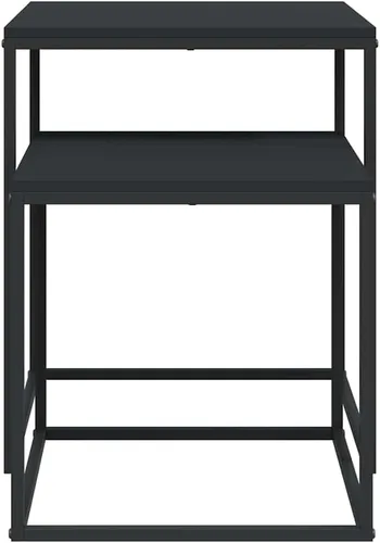 Vista 8 de vidaXL Mesa de centro cuadrada de 2 piezas de madera de ingeniería de 15.7 pulgadas en negro