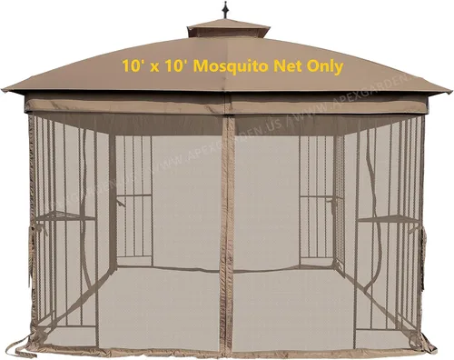 Vista 6 de APEX GARDEN - Mosquitera de repuesto universal para cenador de 8' x 8' (Solo red antimosquitos - Marrón)