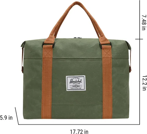 Vista 7 de Bolsa de viaje para artículos personales, bolsas de gimnasio expandibles, bolsas de lona para deportes y viajes de fin de semana, Verde, Grande