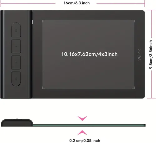 Vista 4 de VEIKK Tableta de dibujo VK430 4x3 pulgadas OSU, 8192 niveles de presión de la pluma Portable Computer Graphics Tablets with 4 Shortcut Keys