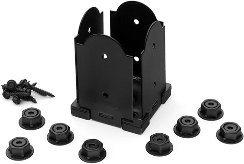 Vista 17 de OZCO Kit de base de poste de madera de hierro, 6 x 6 pulgadas, 1 kit con herrajes, negro