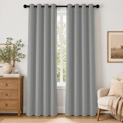 Vista 82 de Cortinas de oscurecimiento de habitación de 84 pulgadas de largo para dormitorio, sala de estar, cortinas térmicas aislantes con ojales