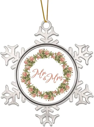 Vista 11 de Corona de flores florales Life is Sweet Adorno de copo de nieve de metal para árbol de Navidad, decoración colgante de árbol de Navidad, divertido