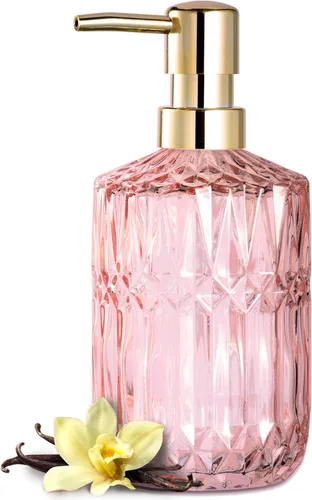 Vista 9 de EMPO Dispensador de jabón de vidrio transparente con bomba de plástico ABS, dispensadores de loción de cristal para fregadero de cocina, baño Negro