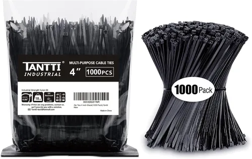 Vista 11 de Bridas de 4 pulgadas (paquete de 200), bridas pequeñas con resistencia a la tracción de 18 libras, color negro, por TANTTI Supply