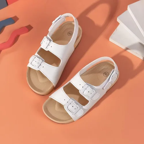 Vista 6 de Sandalias ajustables de doble hebilla para niñas y niños, zapatos de verano ligeros con velcro para niños pequeños y grandes