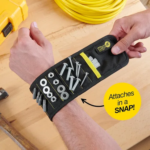 Vista 4 de Pulsera Magnética MagSnap de Wrap-It Storage - Roja - Gran Regalo para Papá Cinturón de Herramientas y Soporte de Tornillos