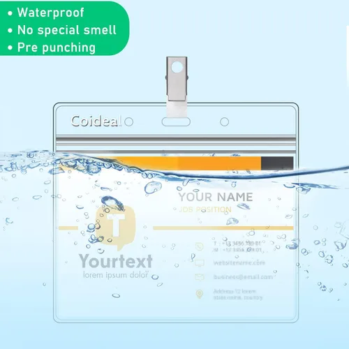 Vista 4 de Coideal - Soporte horizontal de plástico transparente para insignia, 12 unidades, protector grueso para tarjetas de identificación, funda