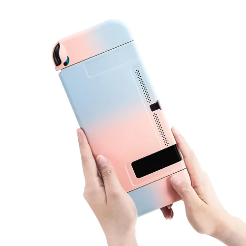 Vista 6 de MYCHEER Funda compatible con Nintendo Switch, material de PC Macaron sólido esmerilado cubierta protectora accesorio creativo, anti-caída separable