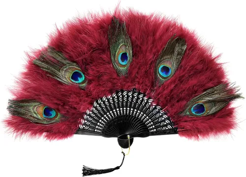 Vista 15 de BABEYOND - Abanico de mano plegable de plumas de marabú de los años 20 Blanco roto