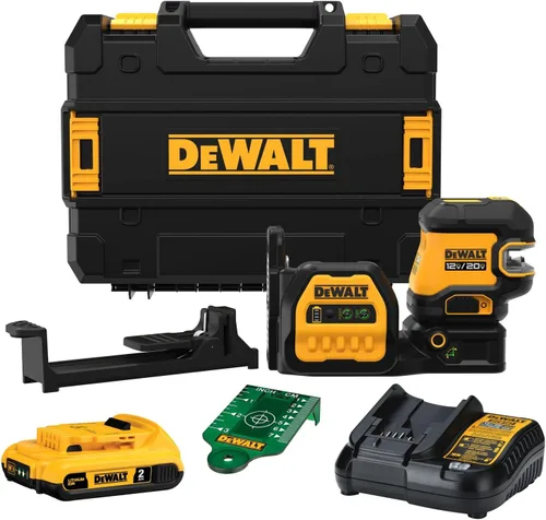 Vista 7 de DEWALT Kit de Nivel Láser 20V/12V MAX, Láser de Línea Cruzada y Láser de 2 Puntos, Verde (DCLE34220G)