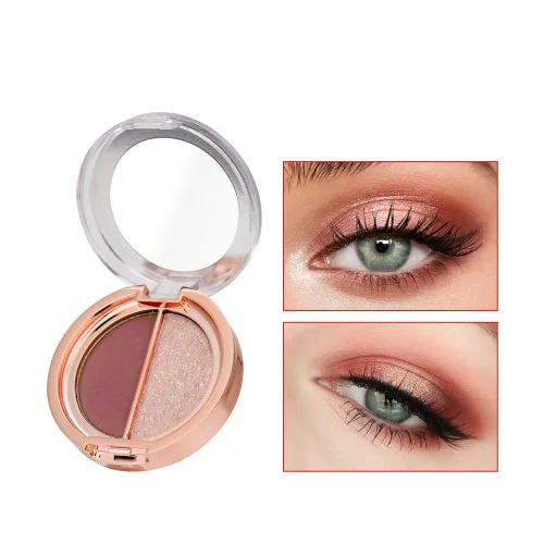 Vista 9 de sombra de ojos de doble color, paleta de maquillaje de ojos de alto pigmento, polvo de sombra de ojos metálico brillante mate, maquillaje de ojos