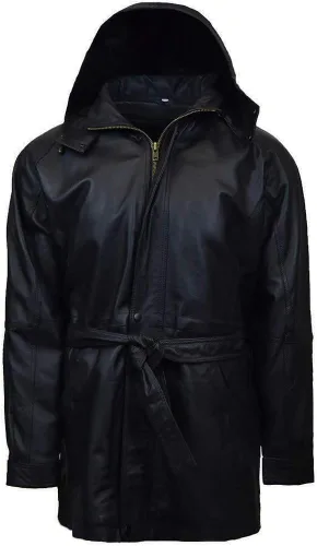 Vista 6 de Victory Outfitters - Abrigo de piel auténtica de 34 de longitud para hombre con capucha extraíble
