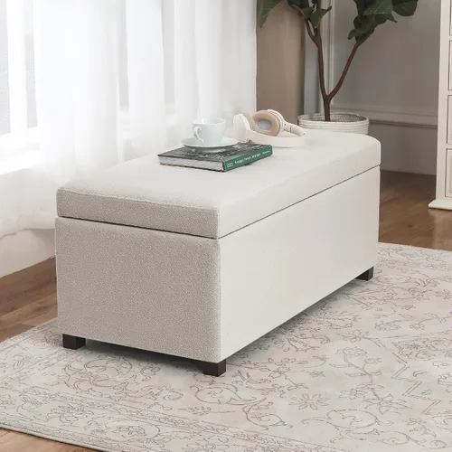 Vista 8 de Banco otomano de almacenamiento de 37.5" para sala de estar Otomana tapizada de tela con almacenamiento para dormitorio, banco de almacenamiento