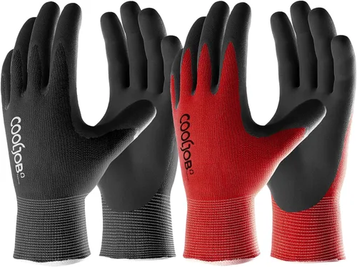 Vista 9 de COOLJOB Guantes de jardinería para hombres, 2 pares de goma transpirable con revestimiento de goma para jardín, paisajismo, trabajo exterior
