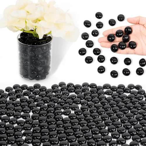 Vista 15 de Cuentas de vidrio para jarrones, cuentas decorativas de 0.97 libras, canicas planas para soporte de flores, manualidades, piedras de Mancala Blanco